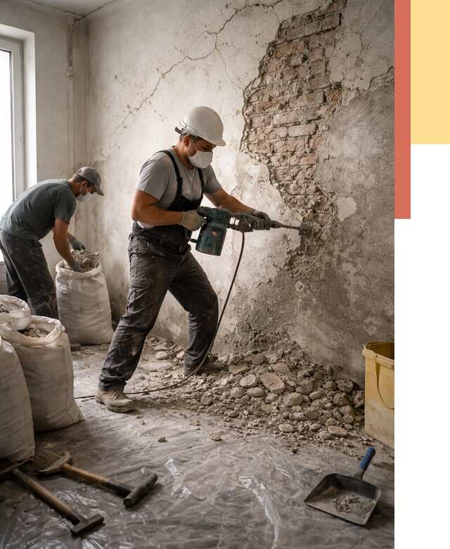 Демонтаж штукатурки со стен в Сергиевом Посаде от 7368 руб/м² — быстро и недорого | ОТДЕЛОЧНИК-Сгп
