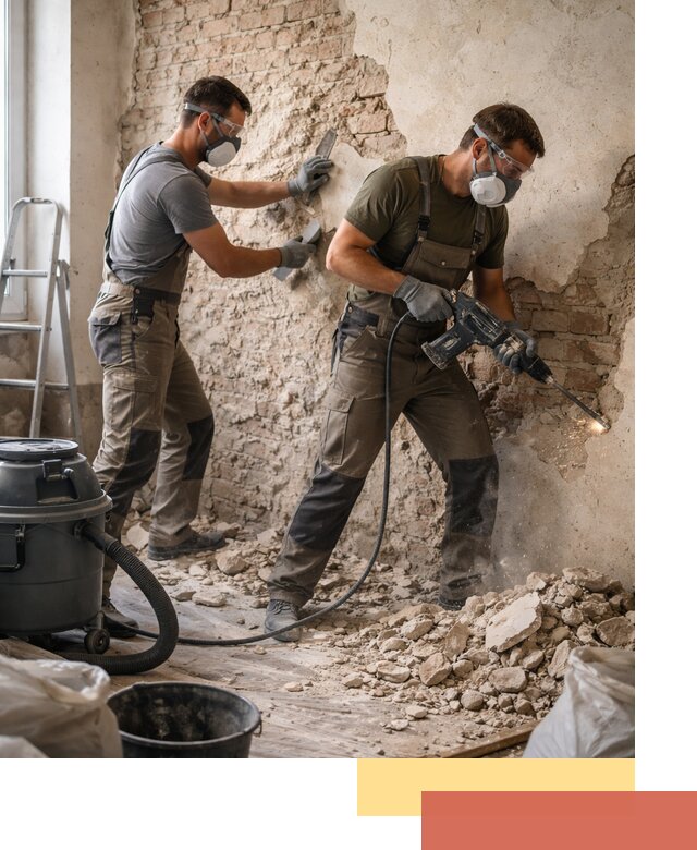 Демонтаж штукатурки со стен в Сергиевом Посаде быстро и аккуратно