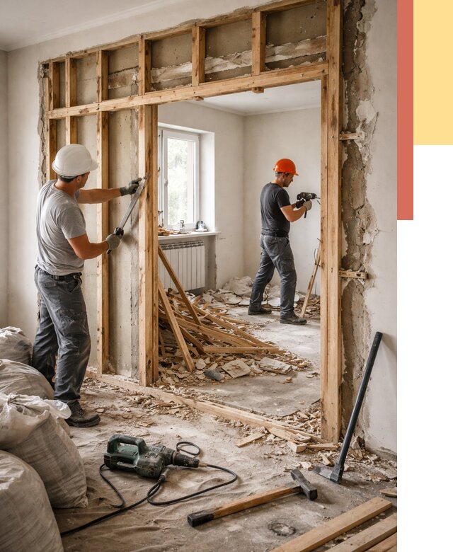 Демонтаж деревянных перегородок в Сергиевом Посаде от 3275 руб. — быстро и недорого | ОТДЕЛОЧНИК-Сгп