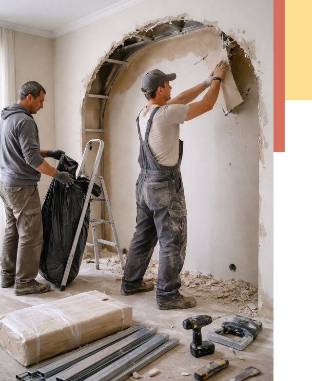 Демонтаж арки из гипсокартона в Сергиевом Посаде от 3582 руб. — услуги под ключ | ОТДЕЛОЧНИК-Сгп