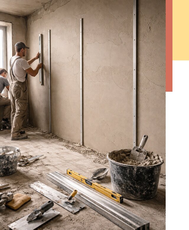 Штукатурка стен по маякам в Сергиевом Посаде от 5629 руб./м² — выравнивание под ключ | ОТДЕЛОЧНИК-Сгп