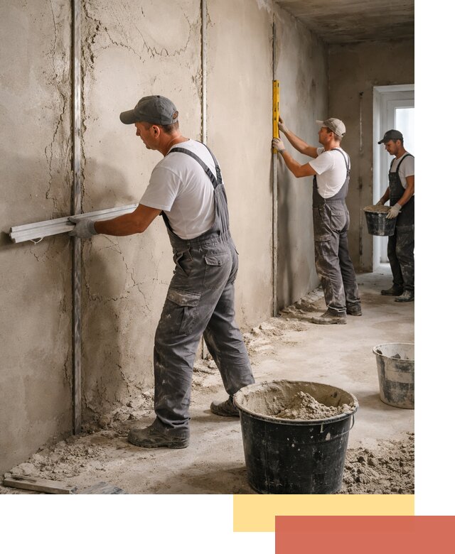 Штукатурка стен по маякам в Сергиевом Посаде — точная и ровная поверхность