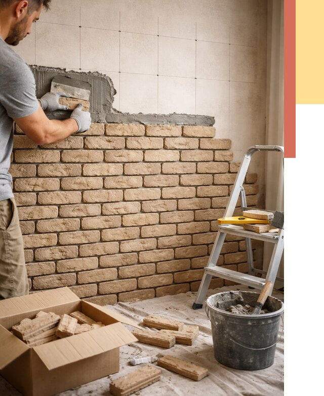 Монтаж декоративного кирпича в Сергиевом Посаде от 3275 руб./м² — быстро и недорого | ОТДЕЛОЧНИК-Сгп