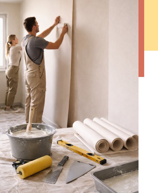 Поклейка бумажных обоев в Сергиевом Посаде от 5629 руб./м2 — быстро и недорого | ОТДЕЛОЧНИК-Сгп