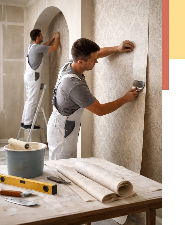 Поклейка обоев на сложные стены в Сергиевом Посаде от 2866 руб. под ключ | ОТДЕЛОЧНИК-Сгп