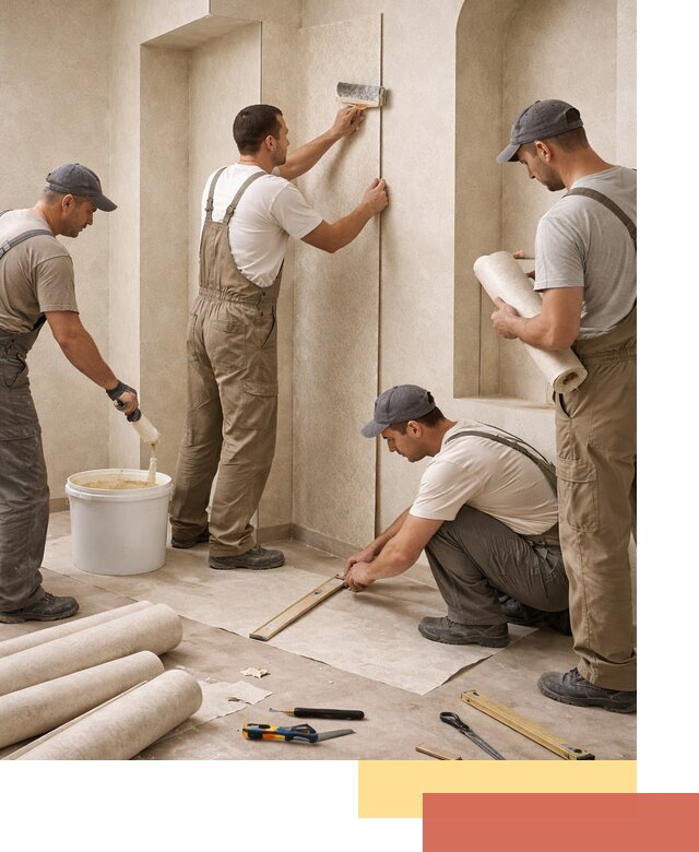 Поклейка обоев на сложные стены и неровные поверхности в Сергиевом Посаде