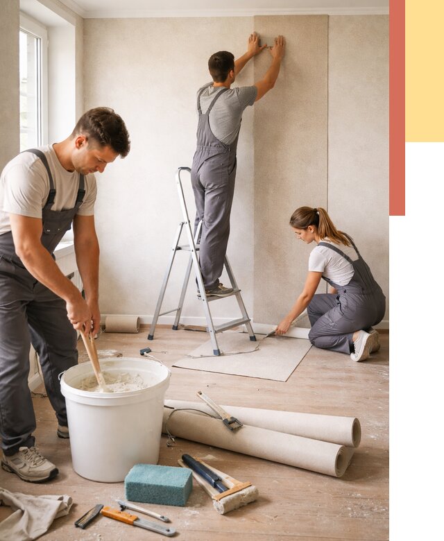 Оклейка стен обоями в Сергиевом Посаде от 3582 руб/м2 — быстро и недорого | ОТДЕЛОЧНИК-Сгп