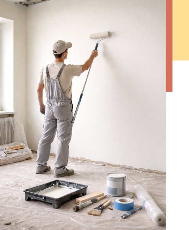 Покраска стен водоэмульсионной краской в Сергиевом Посаде от 461 руб. за м² | ОТДЕЛОЧНИК-Сгп