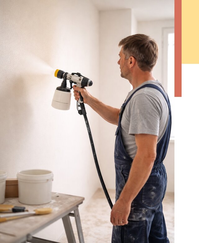 Покраска стен краскопультом в Сергиевом Посаде от 7676 руб. — механизированная покраска | ОТДЕЛОЧНИК-Сгп