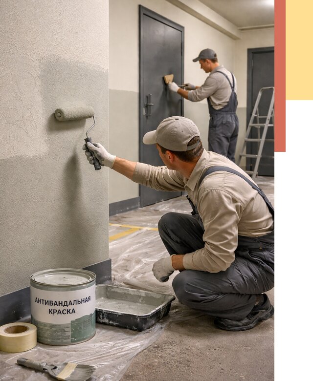 Покраска стен антивандальной краской в Сергиевом Посаде от 4605 руб./м² под ключ | ОТДЕЛОЧНИК-Сгп