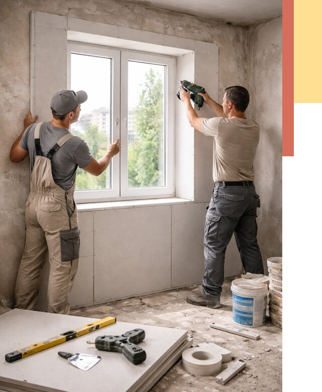 Монтаж откосов из гипсокартона в Сергиевом Посаде от 4605 руб. под ключ | ОТДЕЛОЧНИК-Сгп