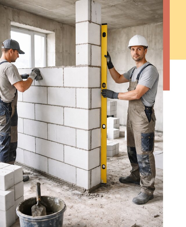 Кладка перегородок из пеноблока в Сергиевом Посаде от 1842 руб. под ключ | ОТДЕЛОЧНИК-Сгп