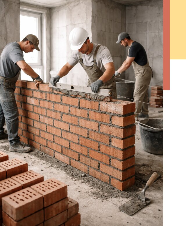 Кладка перегородок из кирпича в Сергиевом Посаде от 3582 руб. за м² | ОТДЕЛОЧНИК-Сгп