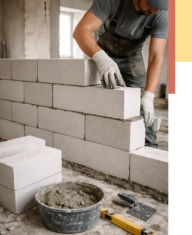 Кладка перегородок из силикатного блока в Сергиевом Посаде от 4094 руб. под ключ | ОТДЕЛОЧНИК-Сгп