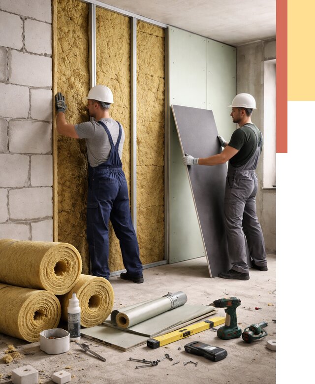 Шумоизоляция перегородок из блоков в Сергиевом Посаде от 1893 руб./м² — быстро и недорого | ОТДЕЛОЧНИК-Сгп