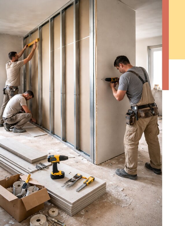 Монтаж однослойной перегородки из гипсокартона в Сергиевом Посаде от 665 руб. | ОТДЕЛОЧНИК-Сгп