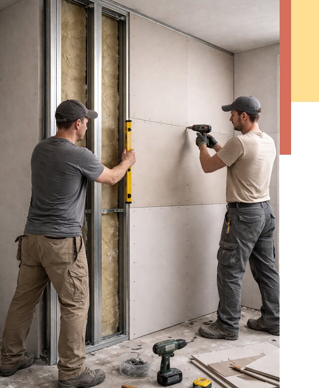 Монтаж двухслойной перегородки из гипсокартона в Сергиевом Посаде от 1484 руб. | ОТДЕЛОЧНИК-Сгп