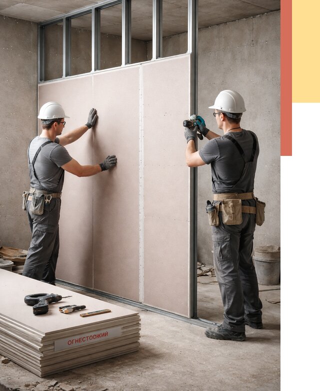 Перегородка из огнестойкого гипсокартона в Сергиевом Посаде от 1893 руб. под ключ | ОТДЕЛОЧНИК-Сгп