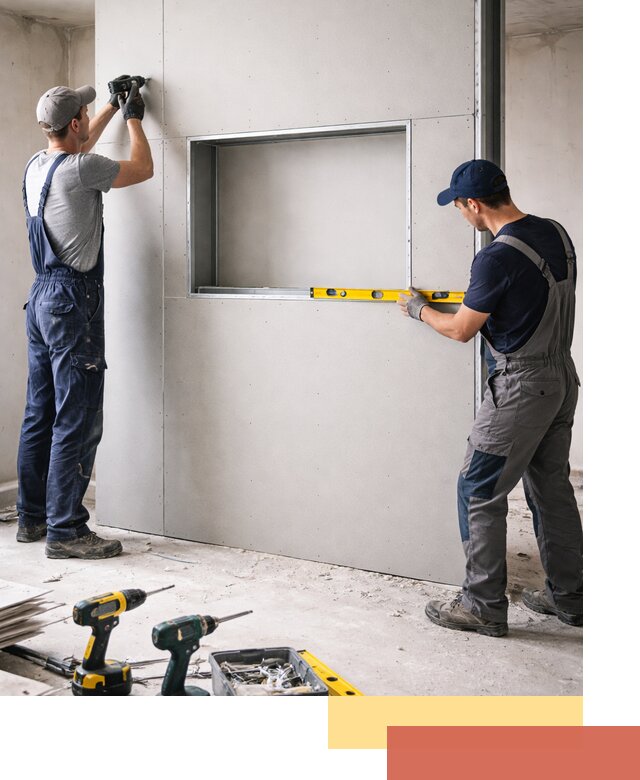 Перегородка из гипсокартона с нишей под декор в Сергиевом Посаде