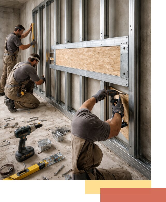 Усиленная перегородка для крепления тяжёлых конструкций в Сергиевом Посаде