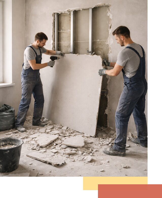 Демонтаж перегородки из гипсокартона в Сергиевом Посаде быстрый и аккуратный