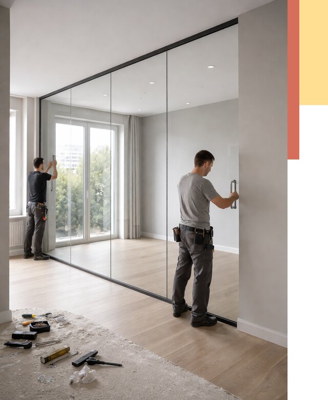 Изготовление стеклянных перегородок в Сергиевом Посаде от 12639 руб. под ключ | ОТДЕЛОЧНИК-Сгп