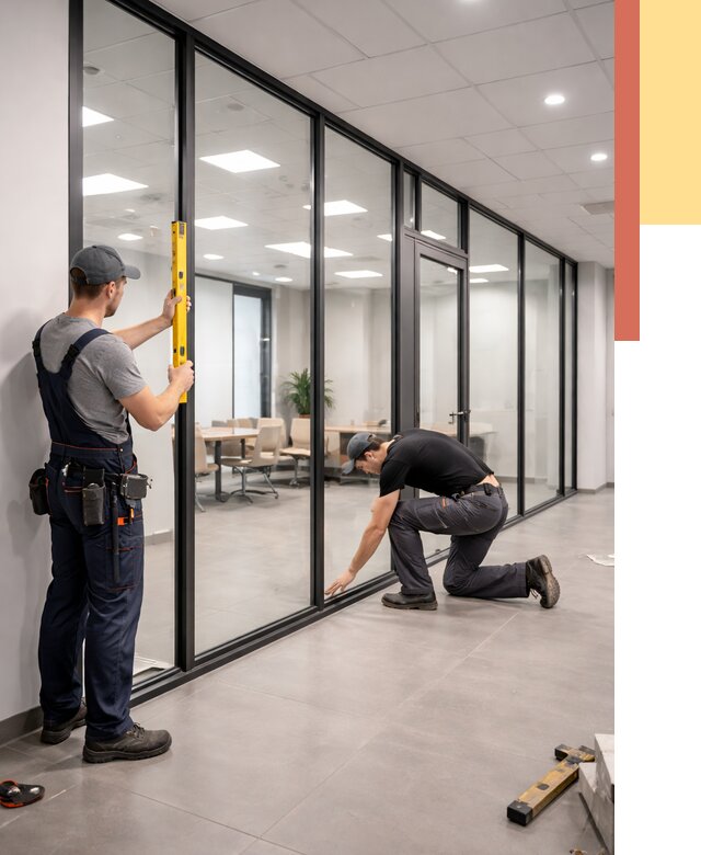 Каркасные стеклянные перегородки в Сергиевом Посаде под ключ от 9415 руб. | ОТДЕЛОЧНИК-Сгп