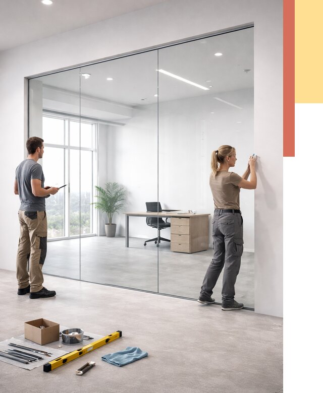 Перегородки из закаленного стекла в Сергиевом Посаде от 9722 руб. под ключ | ОТДЕЛОЧНИК-Сгп