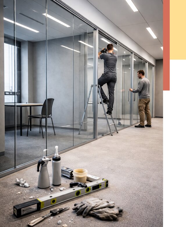 Стеклянные офисные перегородки в Сергиевом Посаде от 8699 руб. — монтаж и установка | ОТДЕЛОЧНИК-Сгп