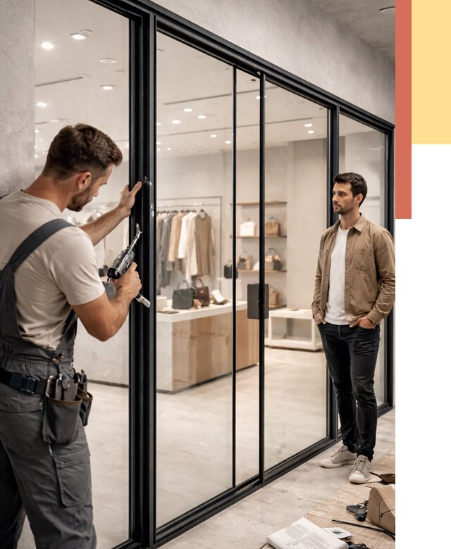 Стеклянные перегородки для магазинов в Сергиевом Посаде от 8392 руб. под ключ | ОТДЕЛОЧНИК-Сгп