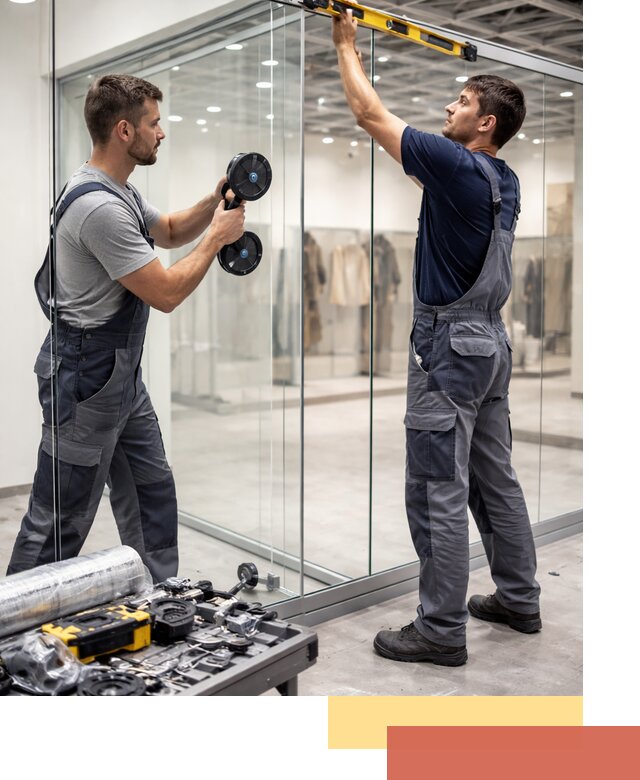 Стеклянные перегородки для магазинов в Сергиевом Посаде — монтаж и установка