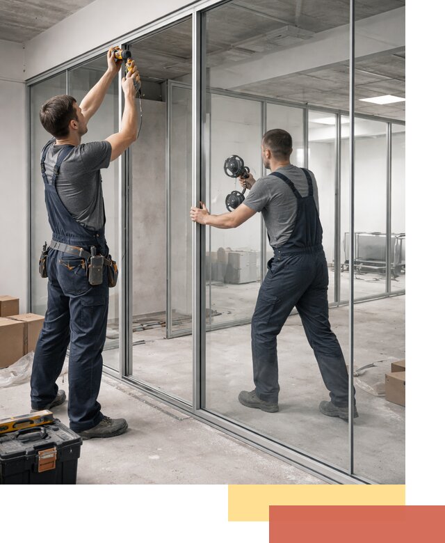 Алюминиевые перегородки со стеклом в Сергиевом Посаде — изготовление и монтаж