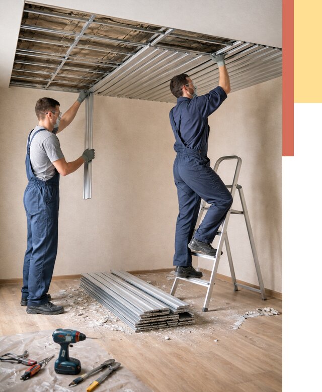 Демонтаж реечного потолка в Сергиевом Посаде от 4605 руб. быстро и недорого | ОТДЕЛОЧНИК-Сгп