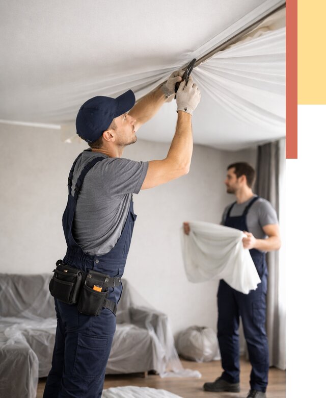 Демонтаж натяжного потолка в Сергиевом Посаде от 4605 руб. — снятие и разбор под ключ | ОТДЕЛОЧНИК-Сгп