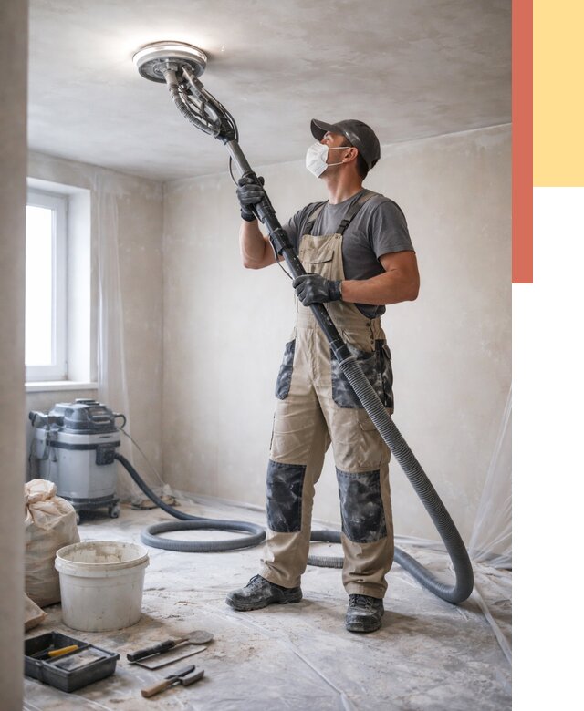 Шлифовка потолка в Сергиевом Посаде от 3582 руб. — услуги шлифования потолка | ОТДЕЛОЧНИК-Сгп