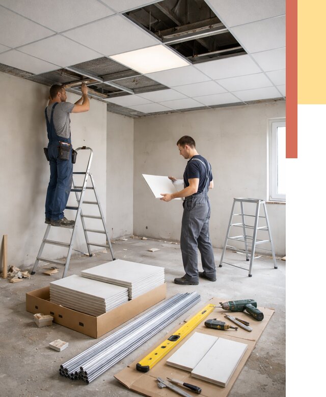 Монтаж потолка армстронг в Сергиевом Посаде от 4605 руб/м2 — быстрая установка под ключ | ОТДЕЛОЧНИК-Сгп