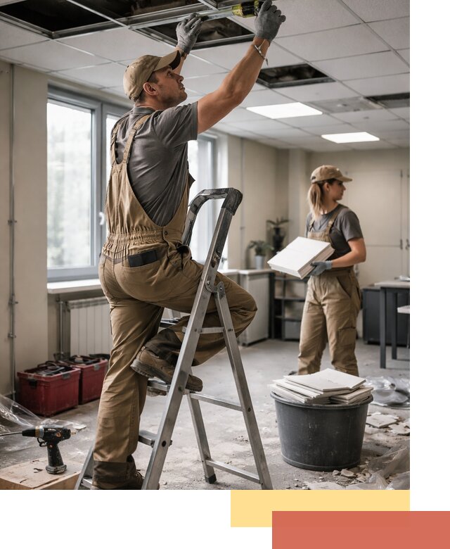 Ремонт потолка Армстронг и замена плит в Сергиевом Посаде