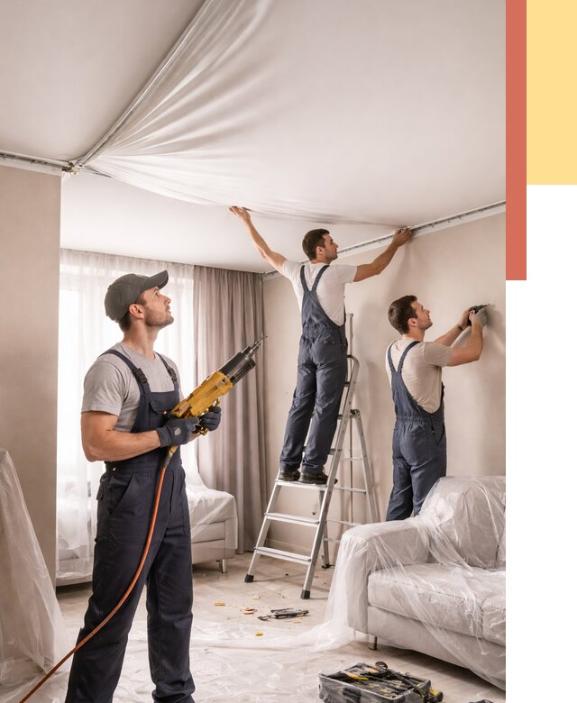 Установка натяжного потолка в Сергиевом Посаде от 4605 руб. | Быстро и недорого — ОТДЕЛОЧНИК-Сгп