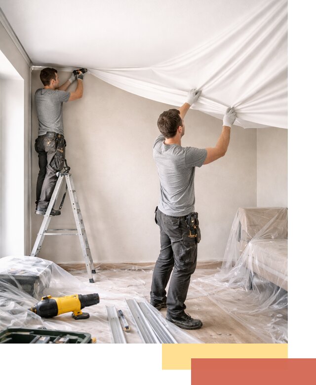 Монтаж тканевого натяжного потолка в Сергиевом Посаде недорого и быстро