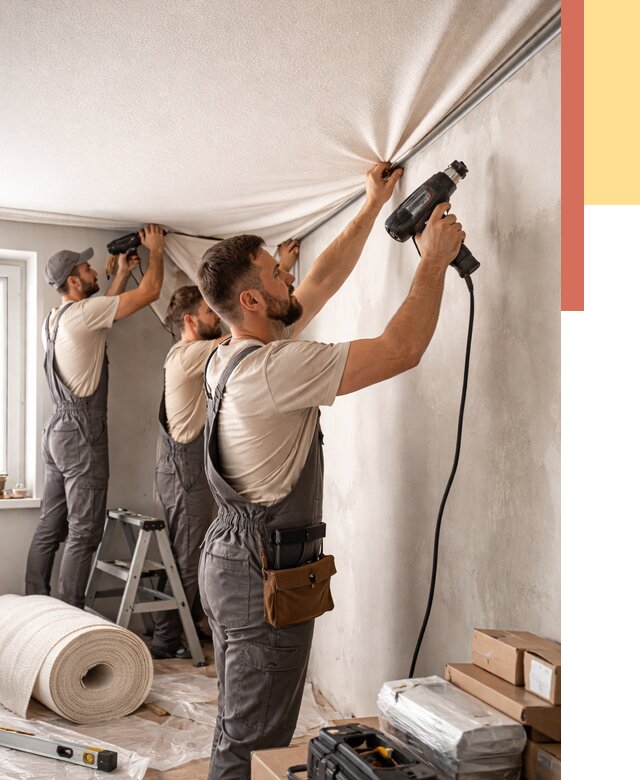 Монтаж фактурного натяжного потолка в Сергиевом Посаде от 768 руб. — ОТДЕЛОЧНИК-Сгп