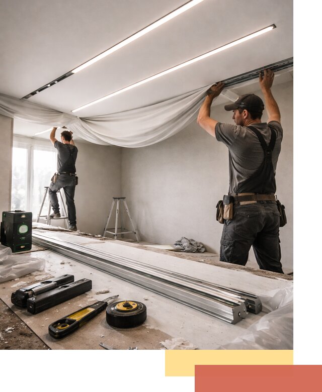 Монтаж натяжных потолков со световыми линиями в Сергиевом Посаде