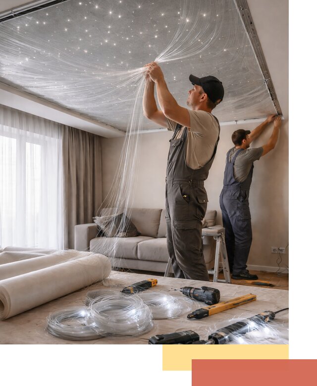 Монтаж натяжного потолка «Звездное небо» в Сергиевом Посаде