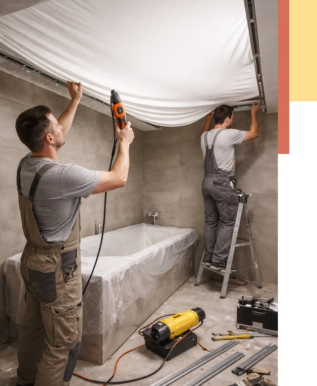 Монтаж натяжного потолка в ванной в Сергиевом Посаде от 1228 руб. под ключ | ОТДЕЛОЧНИК-Сгп