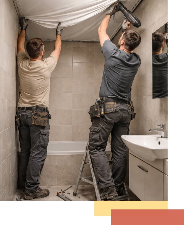 Монтаж натяжного потолка в ванной в Сергиевом Посаде быстро и качественно