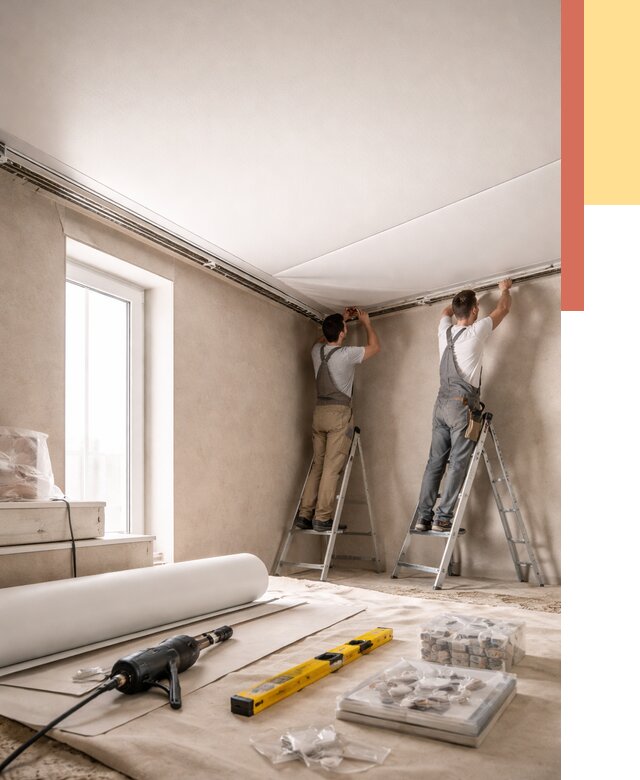 Монтаж натяжного потолка в спальне в Сергиевом Посаде от 3889 руб. под ключ | ОТДЕЛОЧНИК-Сгп