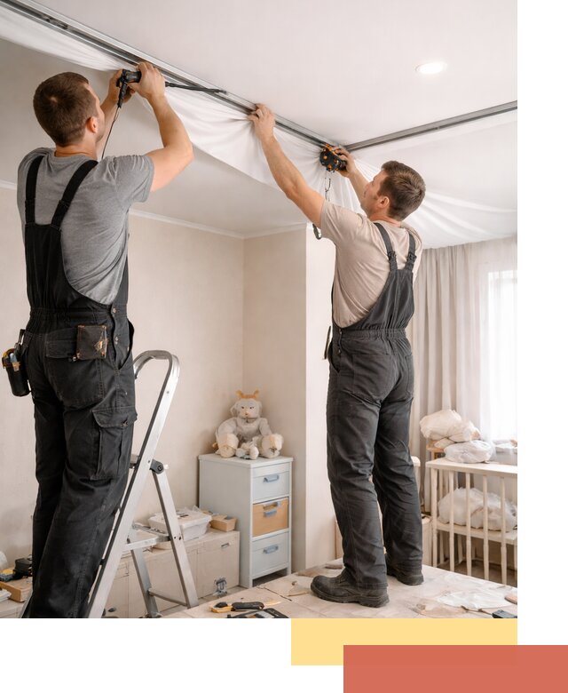 Монтаж натяжного потолка в детской комнате в Сергиевом Посаде