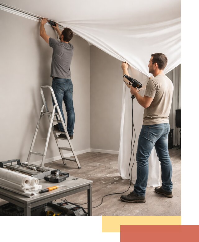 Монтаж натяжного потолка в студии в Сергиевом Посаде