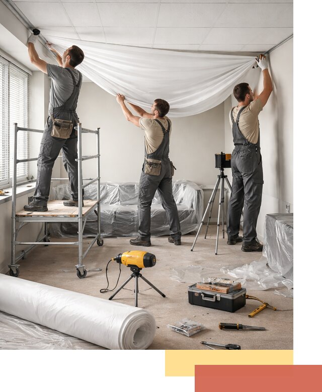 Монтаж натяжного потолка в офисе в Сергиевом Посаде