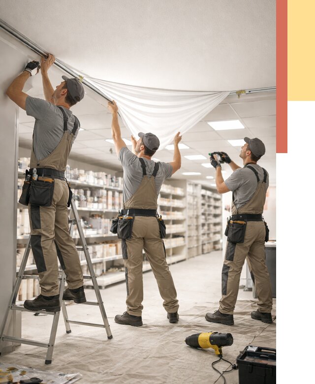 Монтаж натяжного потолка в магазине в Сергиевом Посаде от 4605 руб. быстро и недорого | ОТДЕЛОЧНИК-Сгп
