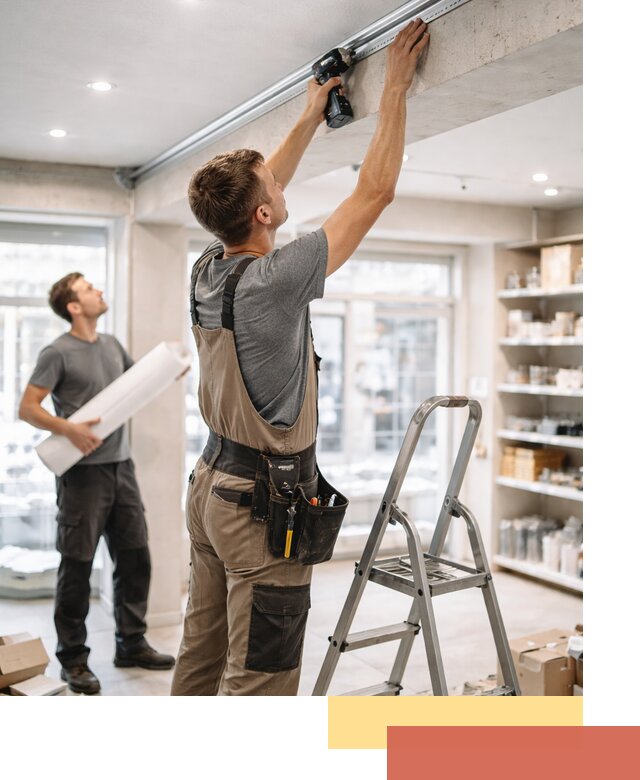 Монтаж натяжных потолков в магазине в Сергиевом Посаде